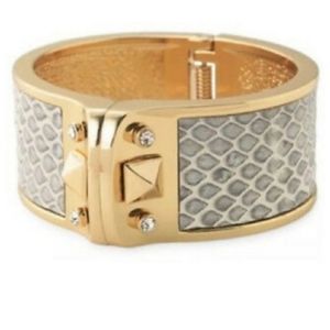 Stella & Dot Leather Gold Cuff Bracelet